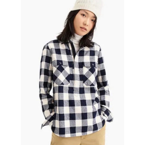 J. Crew Tops - J.CREW BUFFALO CHECK FLANNEL SHIRT